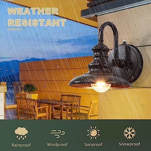 LONEDRUID Dusk to Dawn Sensor Outdoor Gooseneck Barn Light Fixture Brown