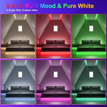 JOYLIT 24V COB LED Strip 32.8FT RGB+6000K 784 LEDs/M Dotless for DIY