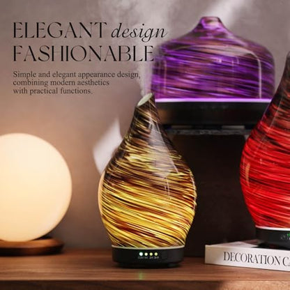 Porseme Essential Oil Diffuser 150ml Handmade Glass Diffuser 6H Runtime