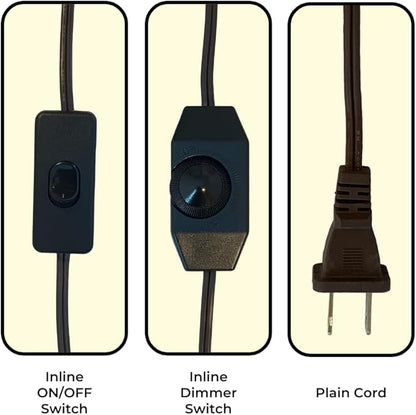 Royal Designs, Inc. 8 Foot Replacement Lamp Cord with Molded Plug and Rotary Dimmer Switch, Stripped Ends Ready for Wiring, SPT-1 Safe for USA, CO-1001D-BR-8-2, Brown, Pack of 2