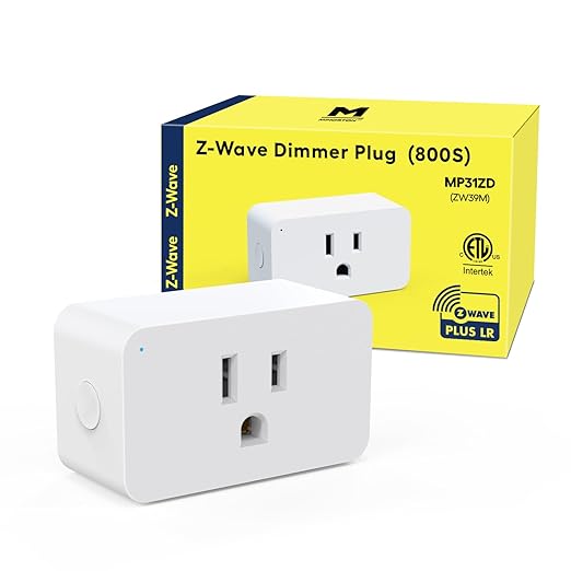 Minoston 800 Series Z-Wave Plug Dimmer Smart Plug-in Outlet, Built-in Repeater Range Extender, Z-Wave Hub Required, Compatible with Alexa, SmartThings, Z-BOX, Home Assistant (MP31ZD)