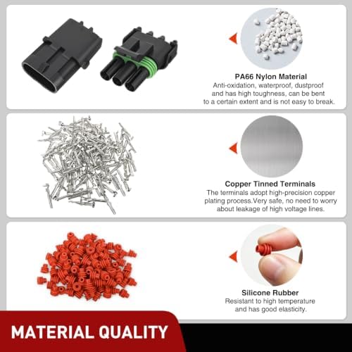 Nilight 140PCS 10 Kits 3 Pin Waterproof Automotive Electrical Connector Kit