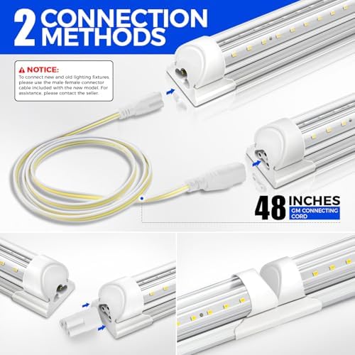 Barrina T8 LED Shop Lights 2FT, 20W 3000LM 5000K, 4 Pack, High Output Tube