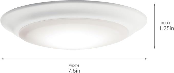 Kichler Gen I LED Downlight, 7.5" Ceiling Flush Mount Interior Dimmable Light, 2700K, (7.5" x 1.5"), White, 43846WHLED27 (Pack of 3)