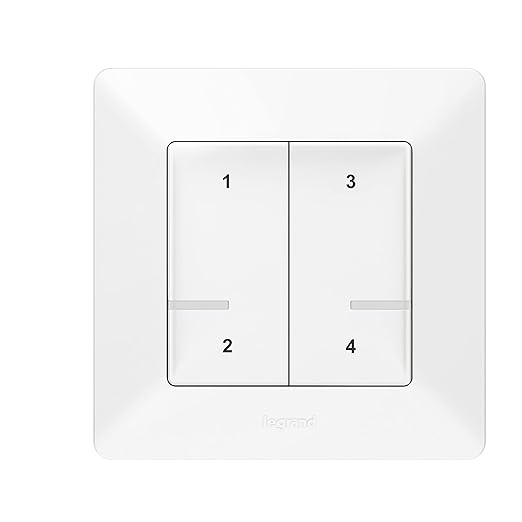 LEGRAND, Valena Life with Netatmo 752168 Scene Switch with 4 Buttons, Radio Control, Local Control or via App or Voice Assistant (Alexa, Siri, ..), LED Battery Indicator, Includes Battery