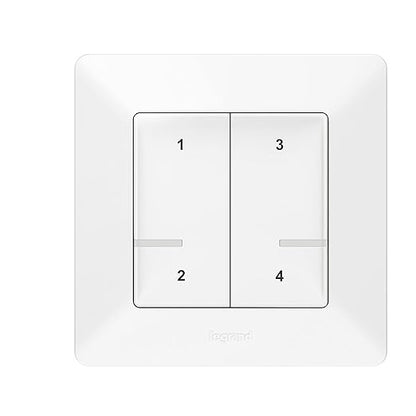 LEGRAND, Valena Life with Netatmo 752168 Scene Switch with 4 Buttons, Radio Control, Local Control or via App or Voice Assistant (Alexa, Siri, ..), LED Battery Indicator, Includes Battery
