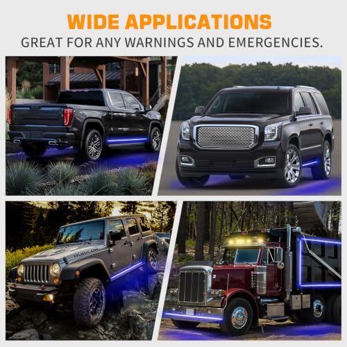 XRIDONSEN 2 Pack 70 inch Blue Emergency Lights 864 LED Running Board Lights