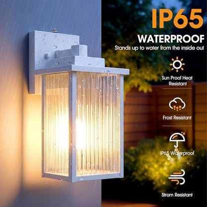 2-Pack 13" White Dusk to Dawn Wall-Mounted Exterior Light Fixtures