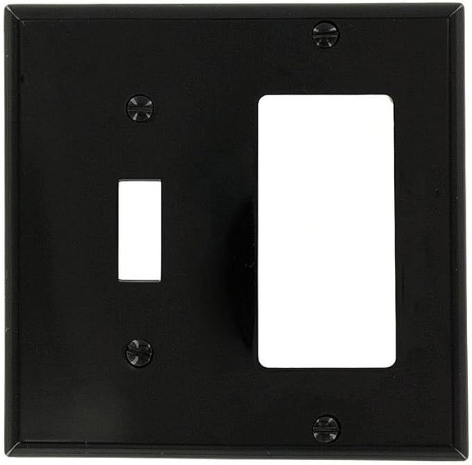 Leviton 2-Gang 1-Toggle 1-Decora/GFCI Device Combination Wallplate, 80707-E, Black