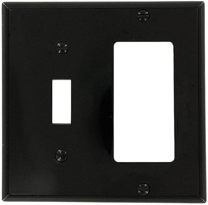 Leviton 2-Gang 1-Toggle 1-Decora/GFCI Device Combination Wallplate, 80707-E, Black