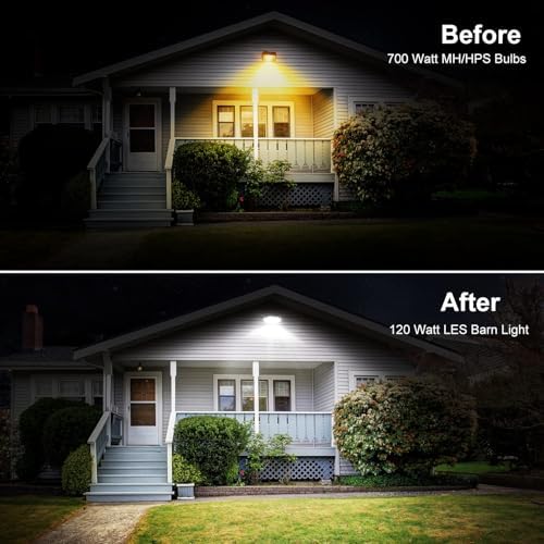 120W Dusk to Dawn Outdoor Lighting with 15KLM 6500K Daylight for Yard