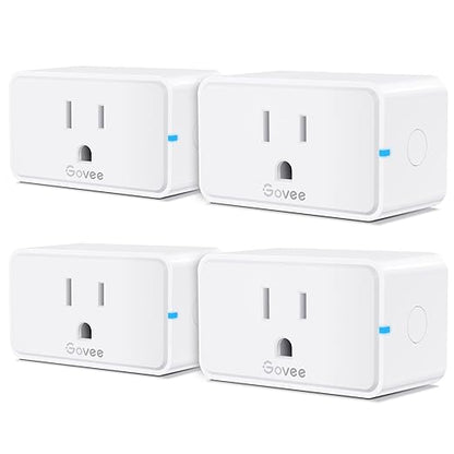 Govee Smart Plug 15A, WiFi Bluetooth Outlets 4 Pack Work with Alexa and Google Assistant, WiFi Plugs with Multiple Timers, Govee Home APP Group Control Remotely, No Hub Required, ETL&FCC Certified