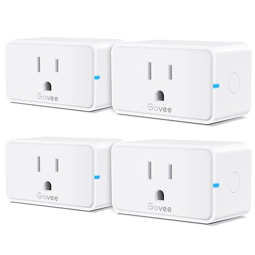 Govee Smart Plug 15A, WiFi Bluetooth Outlets 4 Pack Work with Alexa and Google Assistant, WiFi Plugs with Multiple Timers, Govee Home APP Group Control Remotely, No Hub Required, ETL&FCC Certified