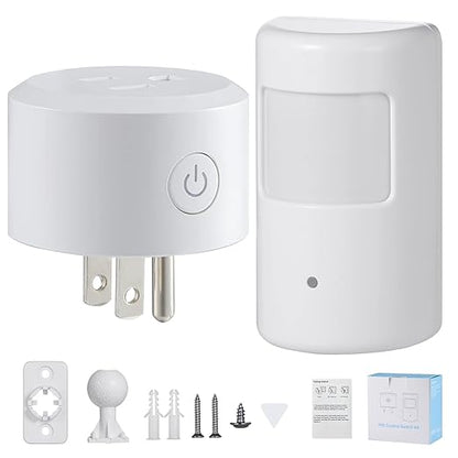 SEHOMY 2 Pack Outlet with Motion Sensor for Bathroom no Wire, Control Bedroom lamp, exhaus, Range Hood, PIR Infrared Motion Sensor Switch Indoor, Plug in Motion Sensor Activated Plug Control Light