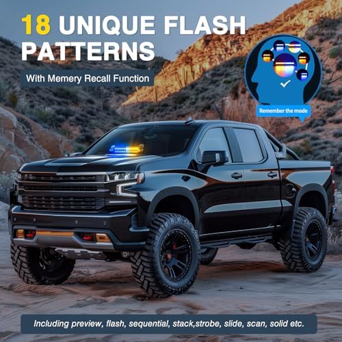 Nilight 12LED Traffic Advisor Strobe Light Bar Amber Blue Hazard Safety