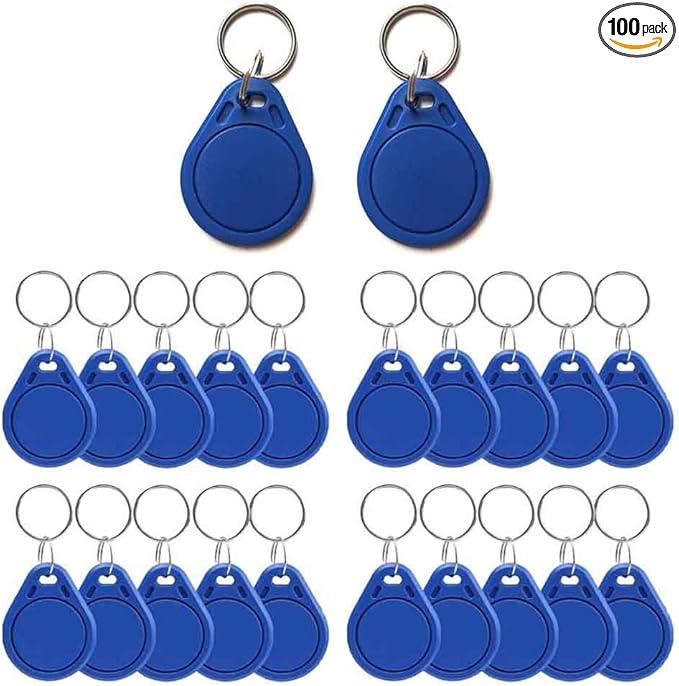 100 PCS 13.56 MHz UID Writable Rewritable Clone IC Smart Keychain, Compatible with MIFARE Classic 1K, RFID Blank Tag for Access Control Key Tag Rewritable (100)