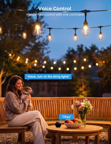 XMCOSY+ Smart Outdoor String Lights 98FT, LED Patio Lights with App Control