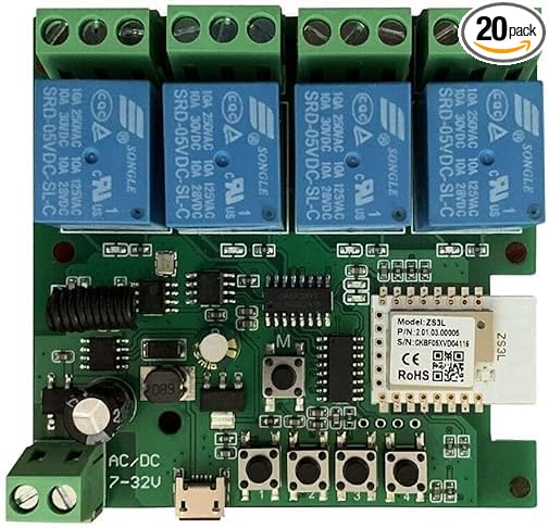 Zigbee 4CH DC7-32V USB 5V Relay Smart Switch Module,Wireless APP Remote Control with Inching/Self-Lock/Interlock modle，Works with Tuya Zigbee Gateway，Alexa，Google Home (Required ZigBee Hub)