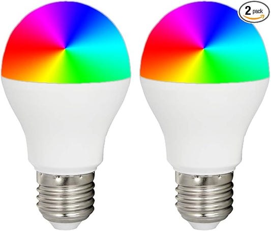 LGIDTECH Pack of 2 FUT014 6W LED Light Bulb A19 E26 with Memory Function,RGB+CCT Color Changing,Temperature Adjustable,Smartphone APP Control via WL-Box2 Gateway(Sold Separately)