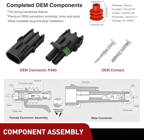 Nilight 100PCS 10 Kits 2 Pin Waterproof Automotive Electrical Connector Kit