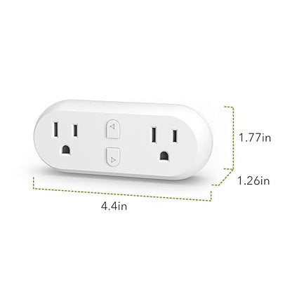 HBN Smart Plug 15A, WiFi Outlet Extender Dual Socket Plugs Works with Alexa, Google Home Assistant, Remote Control with Timer Function, No Hub Required, ETL Certified, 2.4G WiFi Only, 2-Pack