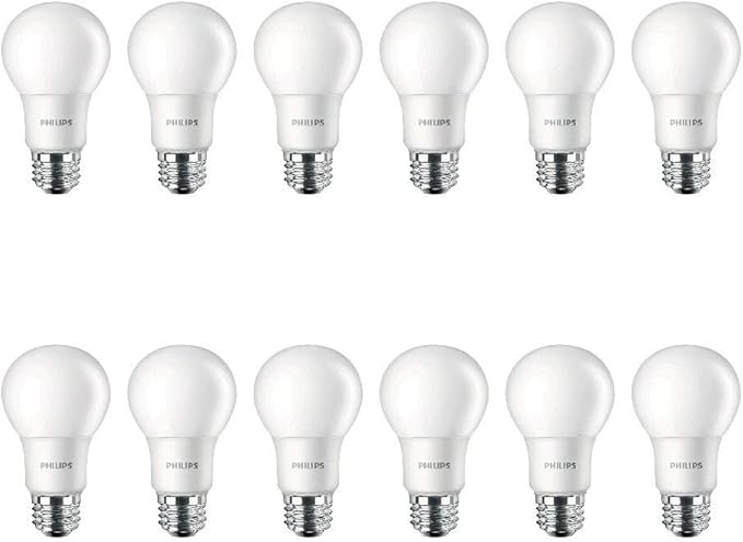 Philips LED Non-Dimmable A19 Frosted Light Bulb: 800-Lumen, 2700-Kelvin, 8.5-Watt (60-Watt Equivalent), E26 Base, Soft White, 12-Pack