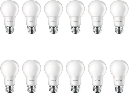 Philips LED Non-Dimmable A19 Frosted Light Bulb: 800-Lumen, 2700-Kelvin, 8.5-Watt (60-Watt Equivalent), E26 Base, Soft White, 12-Pack