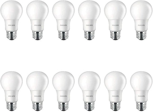 Philips LED Non-Dimmable A19 Frosted Light Bulb: 800-Lumen, 2700-Kelvin, 8.5-Watt (60-Watt Equivalent), E26 Base, Soft White, 12-Pack