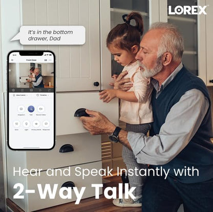 Lorex 2K Dual Lens Indoor Wi-Fi Security Camera | Auto-Tracking | 360° Pan-Tilt | Person & Pet Detection | IR Night Vision | 2-Way Talk | Call Button | Cloud & Local Storage (SD Card not Included)