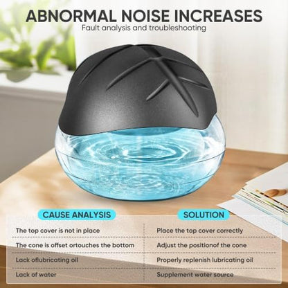 Water Based Air Purifier for Home with Essential Oil Diffuser and Humidifier Function, Rainbow Air Washer with LED Light, Freshener for Smoke and Pet Odors, Includes 6x10ml Essential Oils (Black)