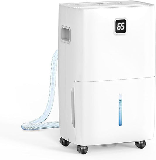 80 Pint Dehumidifier - Up to 5,000 Sq Ft, for Basement, Bedroom, Bathroom, Living Room, Home, Garage | 3 Fan Speeds, Smart Humidity Control, Auto Drain, Easy Move Wheels