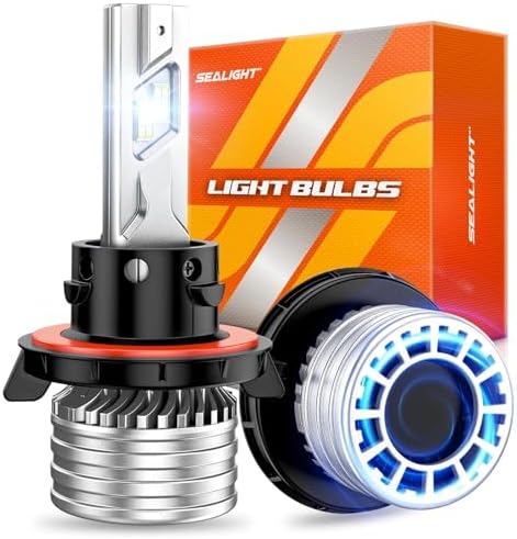 SEALIGHT H13 Bulbs, 120,000LM 1700% Brightness, 9008H13 6500K Cool White LED Bulbs, IP68 Waterproof 80000Hrs Lifespan, No Flickering, 1Mins Installation, 2 Pack