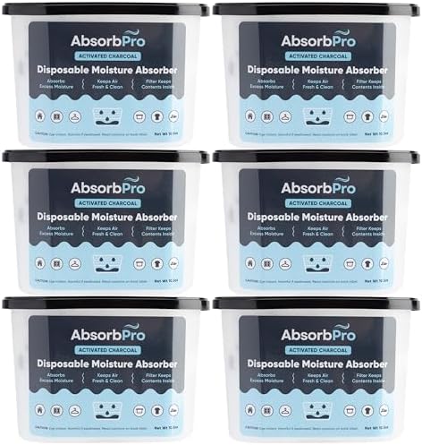 Absorb Pro Charcoal Moisture Absorber Tub 10.5 oz, 6-Pack