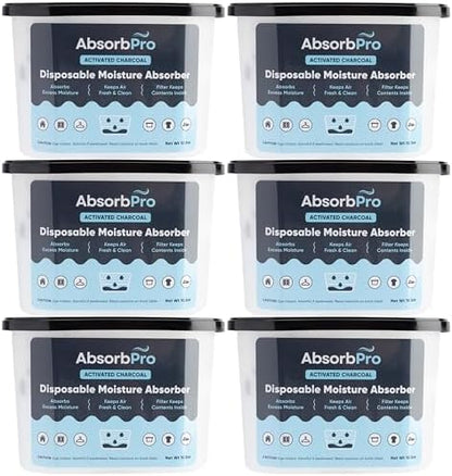 Absorb Pro Charcoal Moisture Absorber Tub 10.5 oz, 6-Pack