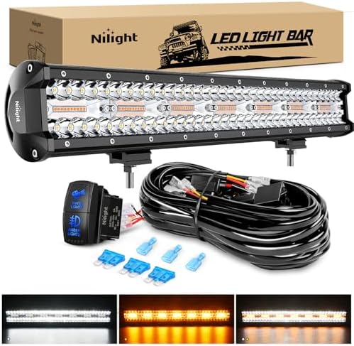 Nilight 20Inch Off-Road LED Light Bar White Amber 3 Lighting Modes