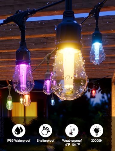 XMCOSY+ Smart Outdoor String Lights 72.5FT, LED Patio Lights App Control