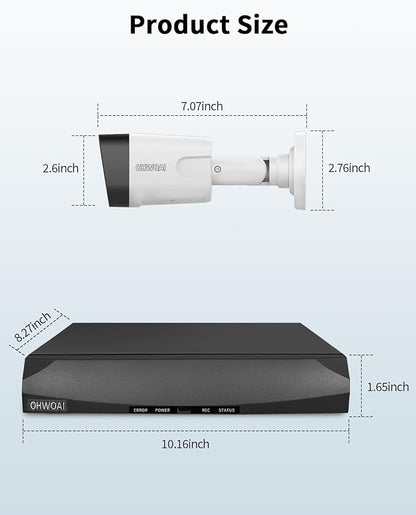 《4K Ultra HD & 100FT IR Night Vision》Wired Outdoor Security Camera System, POE Cameras for Home Security, NVR Video Surveillance Systems with Motion Detection