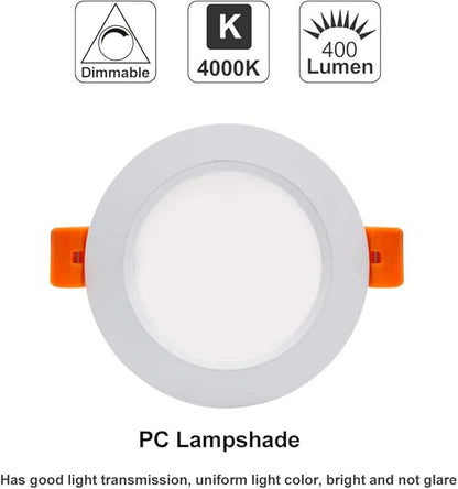 YGS-Tech 3 Inch LED Recessed Lighting, Dimmable Downlight 5W(40W Halogen Equivalent), CRI80, 4000K Natural White, Ceiling Light with LED Driver(10 Pack)