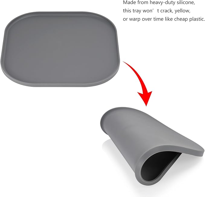 Universal Silicone Humidifier Drip Tray,10.23" Waterproof Floor Protector Compatible for LEVOIT, Dreo, Homvana & ASAKUKI,Leak-Proof & Moisture,Proof Mat with Raised Edges(Gray)