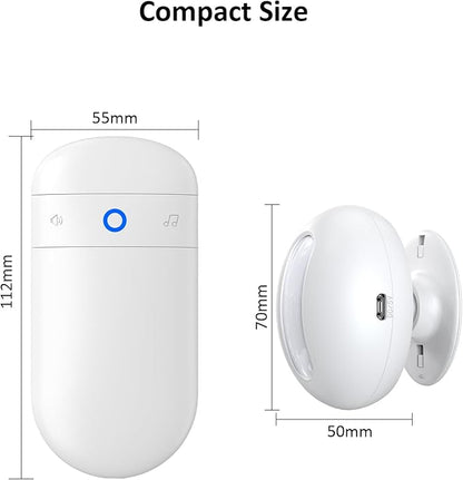 Wireless Motion Sensor Doorbell -Indoor Motion Detector Alarm, Door Chime for Business/Store/Office Entrance, Entry Alert Bell with Buzzer, USB/Battery Powered (1 Receiver + 3 Motion Sensor)