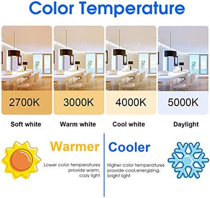 Energetic 60W Equivalent, A19 LED Light Bulb, 5000K Daylight, E26 Medium Base, Non-Dimmable LED Light Bulb, 8W 760lm, ETL Listed 4 Pack