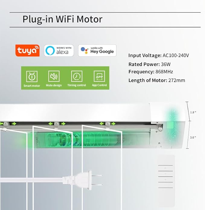Motorized Vertical Blind Compatible with Alexa Google Home，Smart Vertical Blind Remote Control Privacy Reversible Blackout Blinds for Patio Sliding Glass Door Customize White