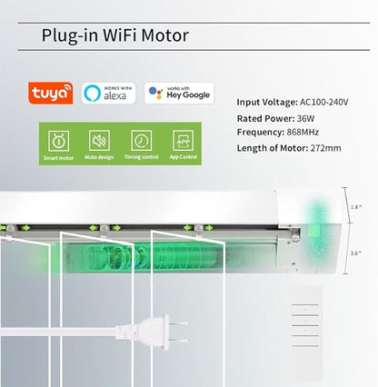 Motorized Vertical Blind Compatible with Alexa Google Home，Smart Vertical Blind Remote Control Privacy Reversible Blackout Blinds for Patio Sliding Glass Door Customize White