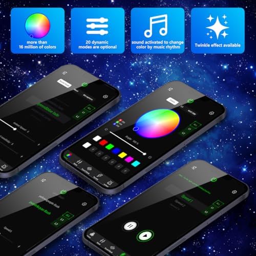 AMKI High Brightness Dual Color 32W Twinkle 2000pcs 0.03in 16.4ft Fiber Optic Starlight Headliner Kits RGBW Sound Activated APP/Remote Control for Movie Theater Home Ceiling Decor