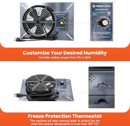 Abestorm 540 CFM Crawlspaces Ventilation Fan with Humidistat 8.7 Inch