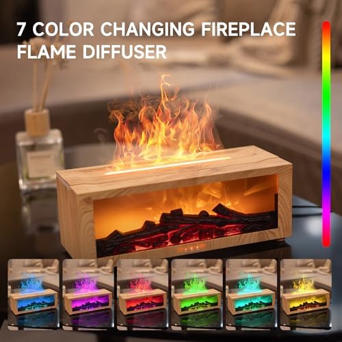 TMEHM Fireplace Flame Essential Oil Diffuser Humidifier, Aromatherapy