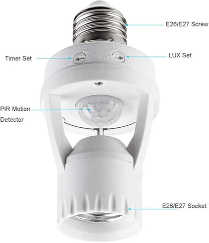 PIR Motion Sensor Light Switch 100-240V Motion Detector E26/E27 LED Base Lamp Holder Smart Switch Bulb Socket Adapter Converter - (Color: Lamp Head)