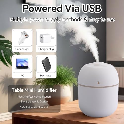 Hortsun 6 Pcs Mini Humidifiers, 220ml Humidifier for Plant,White,Pink,Green
