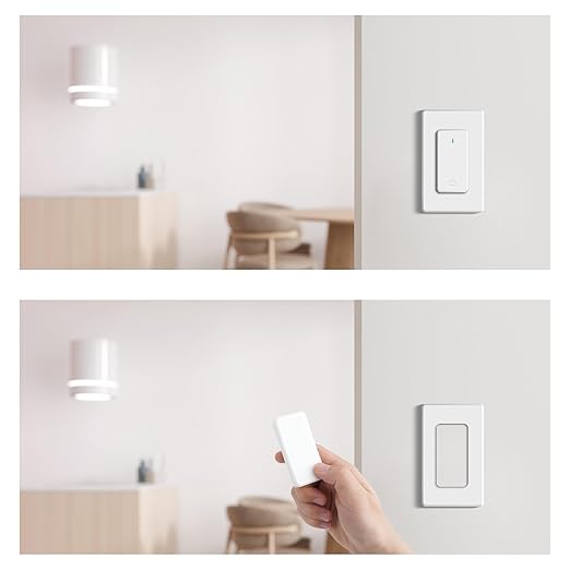 NineLeaf Wireless Light Switch and Receiver Kit,1300FT RF Range,No Wiring,No Interference,Programmable & Expandable Remote Control Wall Switch for Ceiling Light, Fans, Lamps
