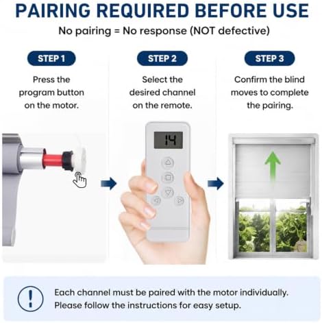 14 Channel RF Remote Control for Roller Shades – Compatible with ERB25/EY2512 Motorized Blinds Systems, Individual & Group Control, Replace Lost or Broken Remote for RF Tubular Motors (Not Universal)